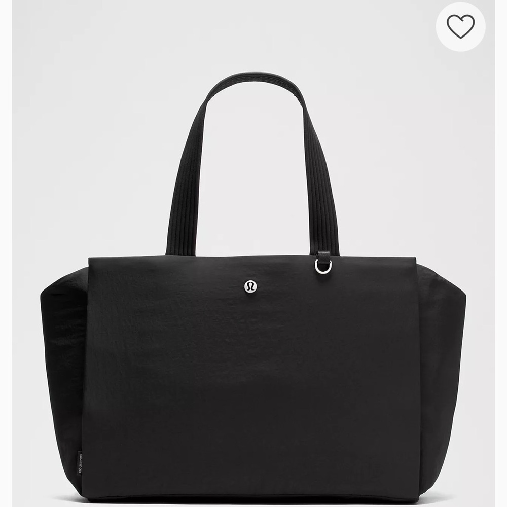 lululemon athletica Black Structured Tote with Metal Logo